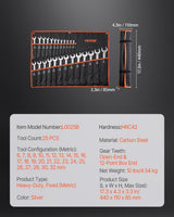 VEVOR Combination Wrench Set 25-Piece Metric 6 mm to 32 mm with Roll-up Pouch