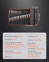VEVOR Combination Wrench Set 25-Piece Metric 6 mm to 32 mm with Roll-up Pouch - Close-Up Angle