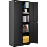VEVOR Metal Storage Cabinet with 2 Magnetic Doors and 4 Adjustable Shelves, 90 kg Capacity per Shelf, Locking Steel Storage Cabinet, 1.8 m Metal