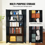 VEVOR Metal Storage Cabinet with 2 Magnetic Doors and 4 Adjustable Shelves, 90 kg Capacity per Shelf, Locking Steel Storage Cabinet, 1.8 m Metal Cabinet with 3 Keys, for Office, Garage, Home, Black - Side View