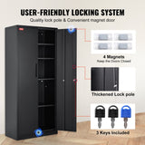 VEVOR Metal Storage Cabinet with 2 Magnetic Doors and 4 Adjustable Shelves, 90 kg Capacity per Shelf, Locking Steel Storage Cabinet, 1.8 m Metal
