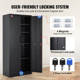 VEVOR Metal Storage Cabinet with 2 Magnetic Doors and 4 Adjustable Shelves, 90 kg Capacity per Shelf, Locking Steel Storage Cabinet, 1.8 m Metal Cabinet with 3 Keys, for Office, Garage, Home, Black - Top-Down View