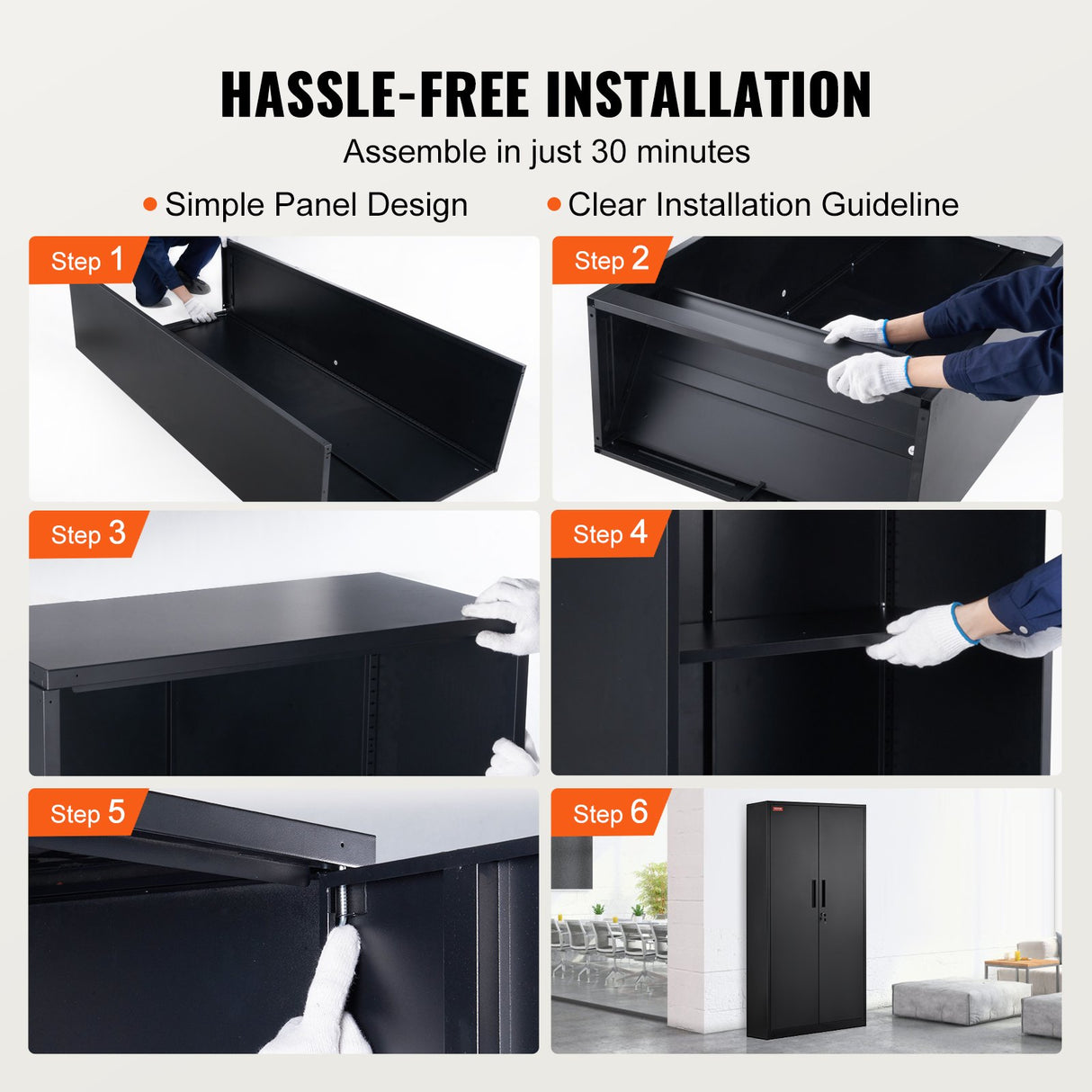 VEVOR Metal Storage Cabinet with 2 Magnetic Doors and 4 Adjustable Shelves, 90 kg Capacity per Shelf, Locking Steel Storage Cabinet, 1.8 m Metal