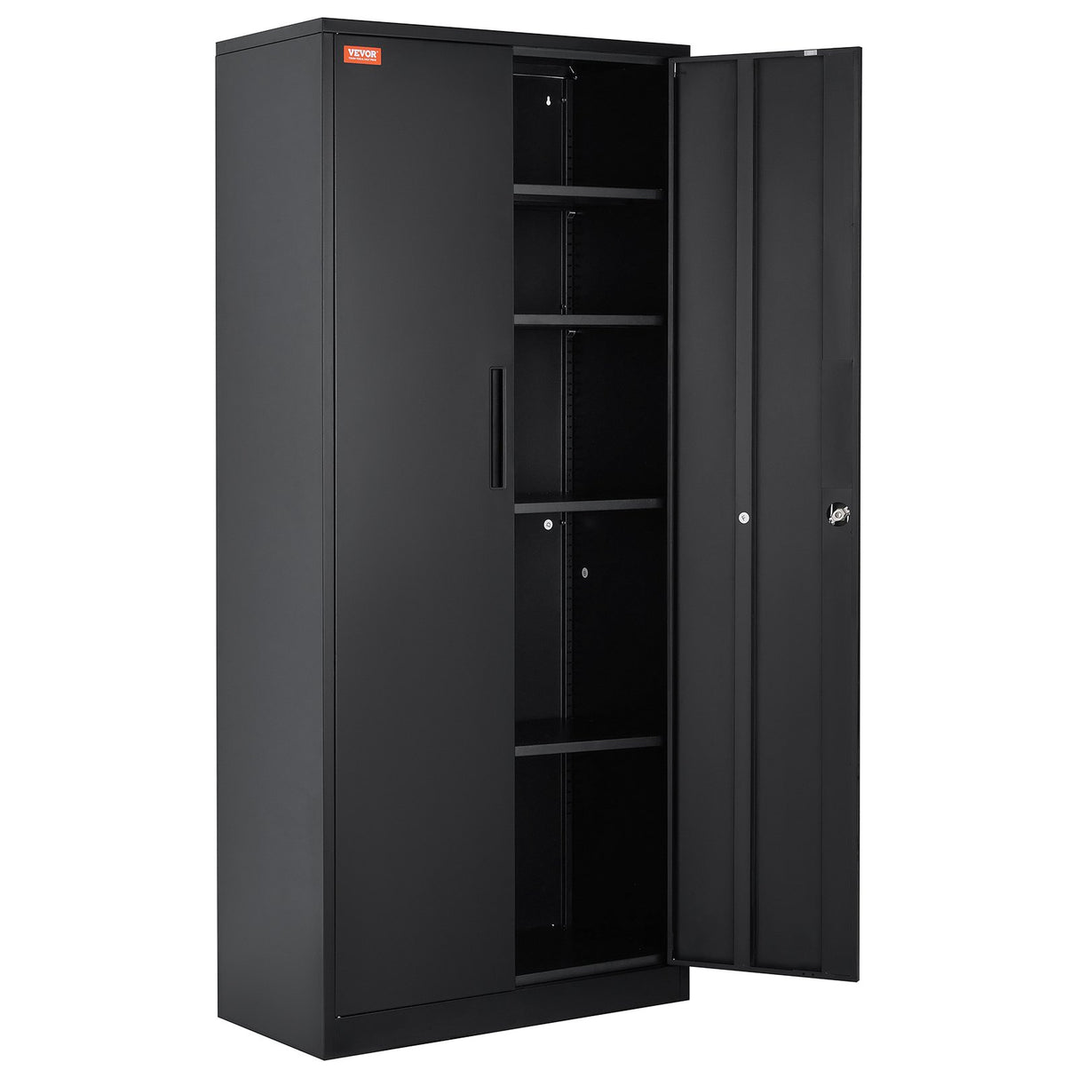 VEVOR Metal Storage Cabinet with 2 Magnetic Doors and 4 Adjustable Shelves, 90 kg Capacity per Shelf, Locking Steel Storage Cabinet, 1.8 m Metal