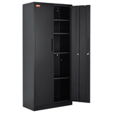 VEVOR Metal Storage Cabinet with 2 Magnetic Doors and 4 Adjustable Shelves, 90 kg Capacity per Shelf, Locking Steel Storage Cabinet, 1.8 m Metal