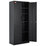 VEVOR Metal Storage Cabinet with 2 Magnetic Doors and 4 Adjustable Shelves, 90 kg Capacity per Shelf, Locking Steel Storage Cabinet, 1.8 m Metal Cabinet with 3 Keys, for Office, Garage, Home, Black - Extra Image