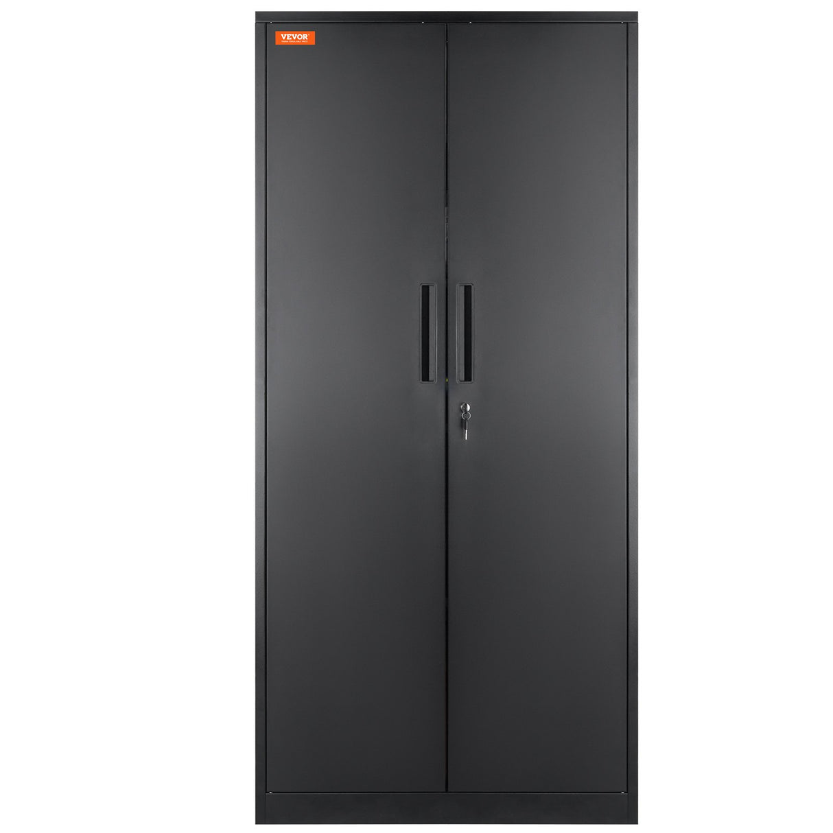VEVOR Metal Storage Cabinet with 2 Magnetic Doors and 4 Adjustable Shelves, 90 kg Capacity per Shelf, Locking Steel Storage Cabinet, 1.8 m Metal Cabinet with 3 Keys, for Office, Garage, Home, Black