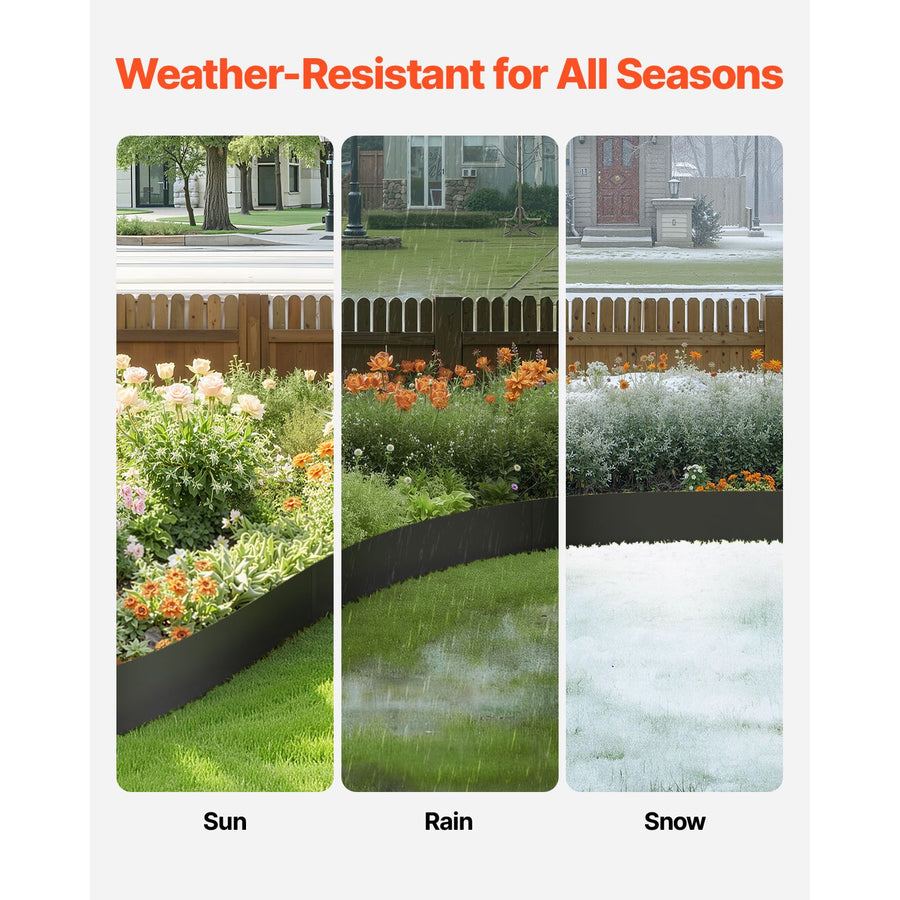 Steel Landscape Edging, 3 Packs 1016 x 203 mm Rust-Resistant Metal Landscape Edging, Bendable Garden Edging Border, Heavy Duty Lawn Edging, Easy-to-Install, Flower Bed Yard Pathway Divider Black