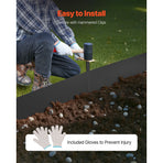 Steel Landscape Edging, 3 Packs 1016 x 203 mm Rust-Resistant Metal Landscape Edging, Bendable Garden Edging Border, Heavy Duty Lawn Edging, Easy-to-Install, Flower Bed Yard Pathway Divider Black