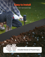 VEVOR Steel Landscape Edging, 4 Packs 40 x 6 in Rust-Resistant Metal Landscape Edging, Bendable Garden Edging Border, Heavy Duty Lawn Edging, Easy-to-Install, Flower Bed Yard Pathway Divider Black - 45-Degree Angle