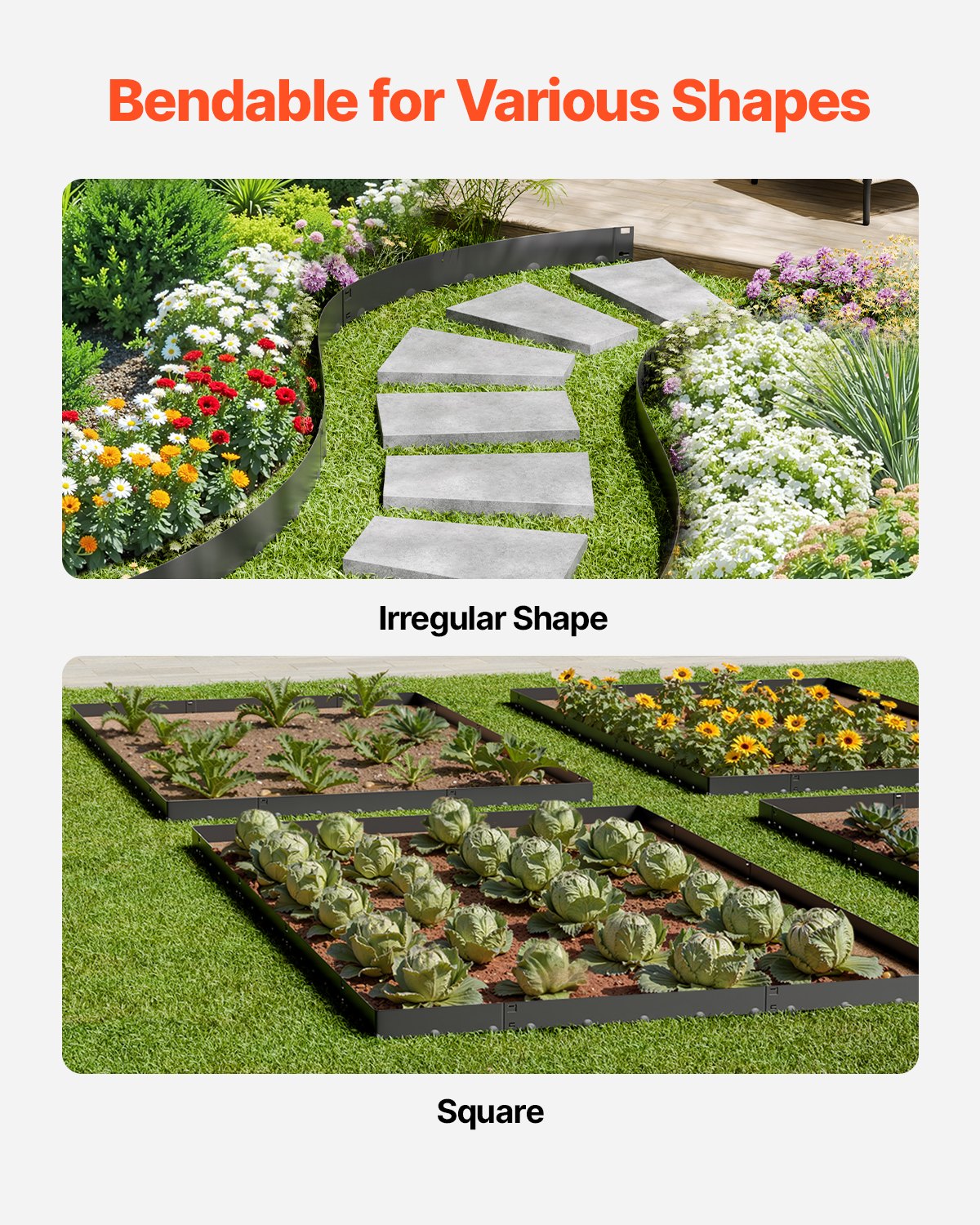 VEVOR Steel Landscape Edging 5 Packs 39 x 3in Rust-Resistant Pathway Divider
