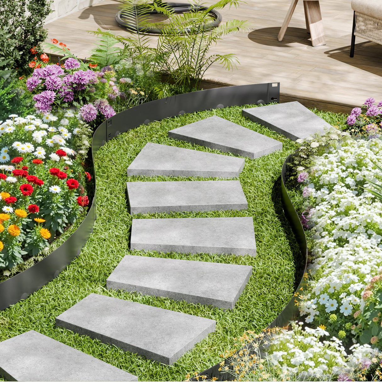 VEVOR Steel Landscape Edging 5 Packs 39 x 3in Rust-Resistant Pathway Divider