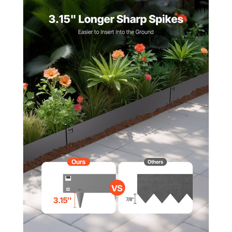 Steel Landscape Edging, 5 Packs 990 x 181 mm Rust-Resistant Metal Landscape Edging, Bendable Garden Edging, image 2