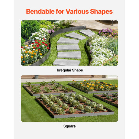 Steel Landscape Edging, 5 Packs 990 x 181 mm Rust-Resistant Metal Landscape Edging, Bendable Garden Edging, image 4