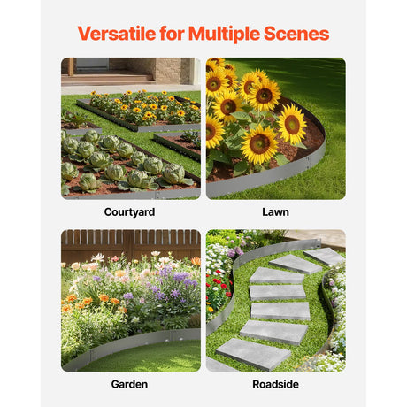 Steel Landscape Edging, 5 Packs 990 x 181 mm Rust-Resistant Metal Landscape Edging, Bendable Garden Edging, image 6