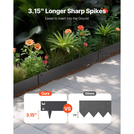 Steel Landscape Edging, 5 Packs 990 x 207 mm Rust-Resistant Metal Landscape Edging, Bendable Garden Edging, image 2
