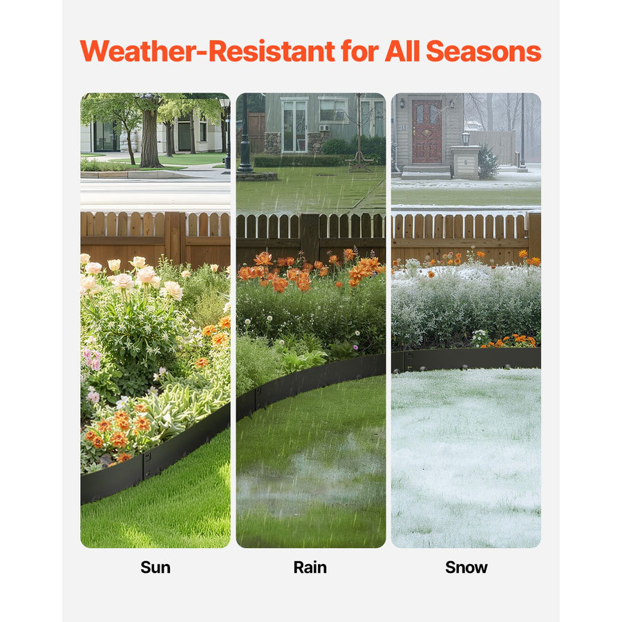 Steel Landscape Edging, 5 Packs 990 x 207 mm Rust-Resistant Metal Landscape Edging, Bendable Garden Edging, image 3