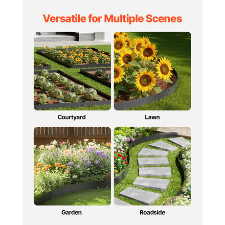 Steel Landscape Edging, 5 Packs 990 x 207 mm Rust-Resistant Metal Landscape Edging, Bendable Garden Edging, image 6