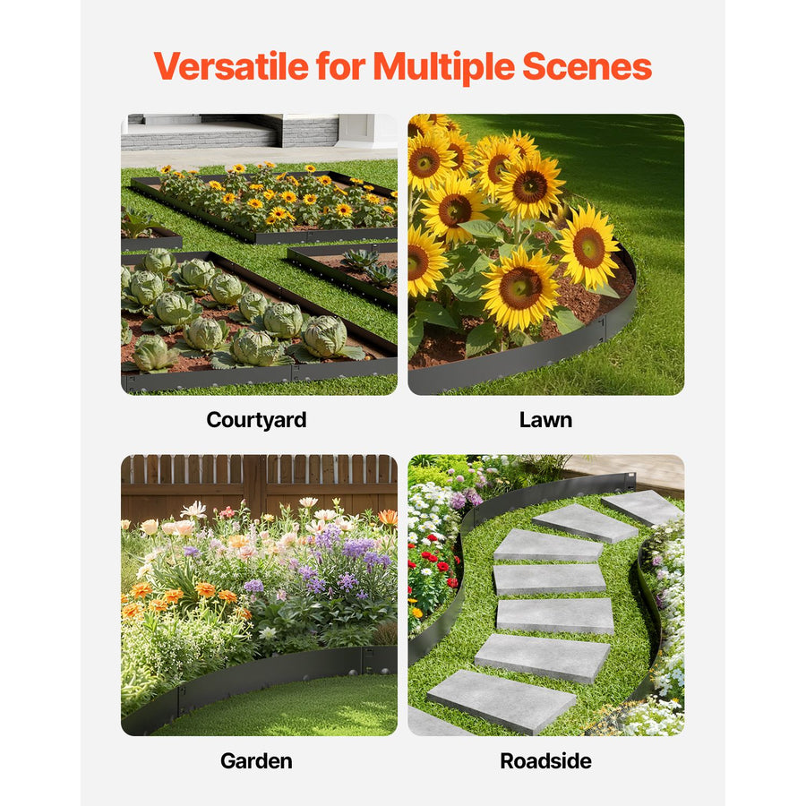 Steel Landscape Edging, 5 Packs 990 x 207 mm Rust-Resistant Metal Landscape Edging, Bendable Garden Edging, image 6