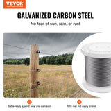 VEVOR Carbon Steel Cable 6.35 mm 7 x 19 Steel Wire Rope 76.2 m Cable Railing - Front View