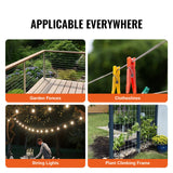 VEVOR Carbon Steel Cable 6.35 mm 7 x 19 Steel Wire Rope 76.2 m Cable Railing - 45-Degree Angle