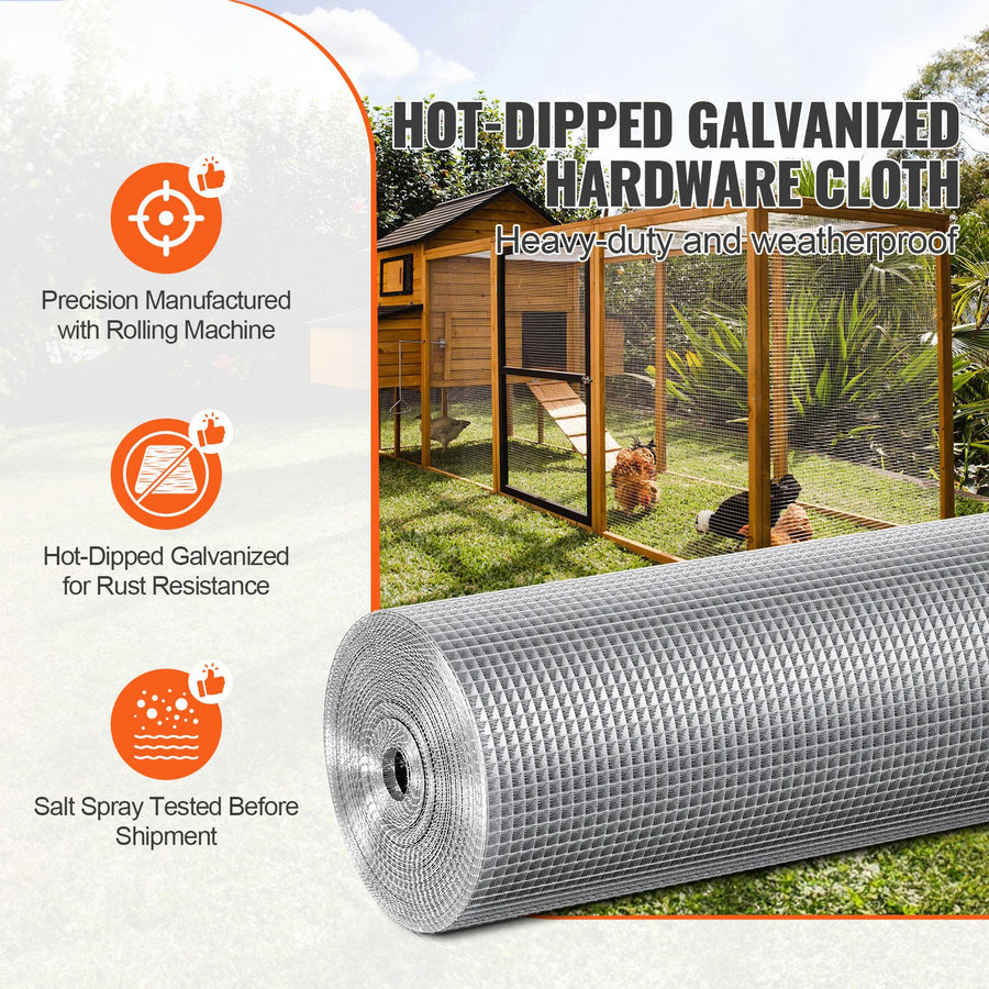Hardware Cloth, 1/4 inch 36in x 100 ft 23 Gauge, Hot Dipped Galvanized Wire Mesh Roll, Chicken Wire Fencing, Wire Mesh for Rabbit Cages, Garden, Small Rodents