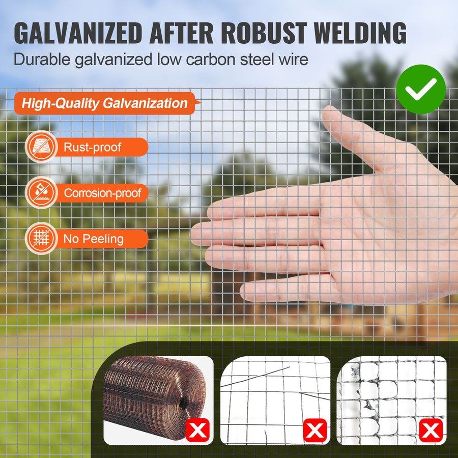 Hardware Cloth, 1/4 inch 36in x 100 ft 23 Gauge, Hot Dipped Galvanized Wire Mesh Roll, Chicken Wire Fencing, Wire Mesh for Rabbit Cages, Garden, Small Rodents