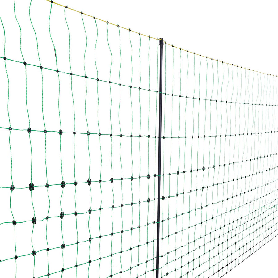 Electric Fence Netting, 0.88 x 49.98 m, PE Net Fencing with Posts & Double-Spiked Stakes, Utility Portable Mesh for Goats, Sheep, Lambs, Deer, Hogs, Dogs, Used in Backyards, Farms, and Ranches