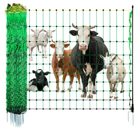 Electric Fence Netting, 0.88 x 49.98 m, PE Net Fencing with Posts & Double-Spiked Stakes, Utility Portable, image 10