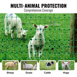 VEVOR Electric Fence Netting, 1.06 x 49.98 m, PE Net Fencing with Posts & Double-Spiked Stakes, Utility Portable Mesh for Goats, Sheep, Lambs, Deer,