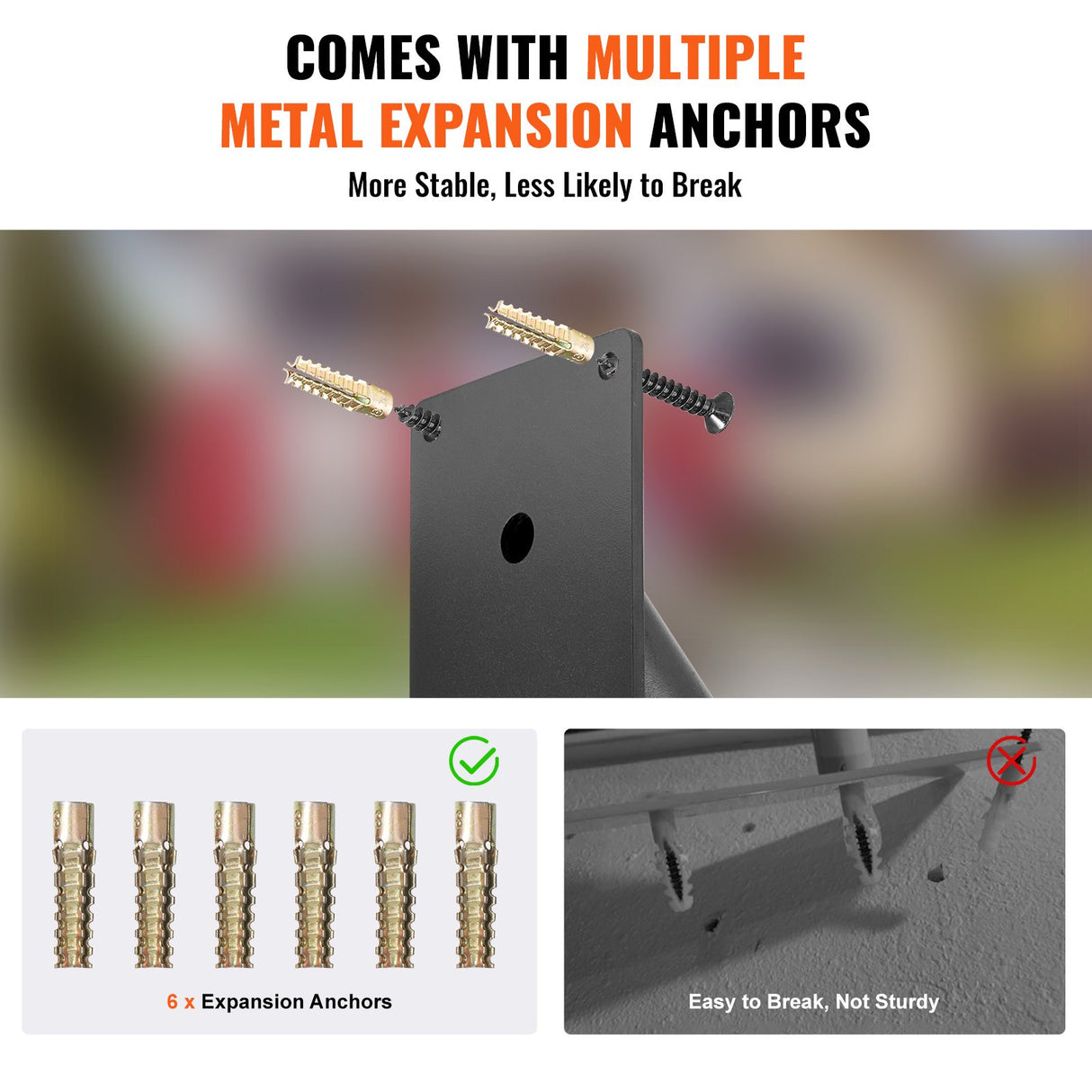 VEVOR Handrails for Outdoor Steps, 18.9" Length 1.3"Pipe Wall Mount Safety Railings for 1-2 Steps, Stair Handrail with Matte Black Finished,for Garden,Yard and Garage & Elderly,Pregnant Women, Disable