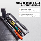 VEVOR Utility Service Cart 2 Shelf 550LBS Heavy Duty Plastic Rolling Utility Cart with 360° Swivel Wheels (2 with Brakes) Large Lipped Shelf Ergonomic Storage Handle for Warehouse/Garage/Cleaning - Top-Down View