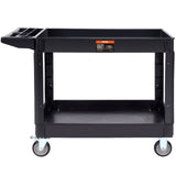 VEVOR Utility Service Cart, 2 Shelf 550LBS Heavy Duty Plastic Rolling Utility Cart with 360? Swivel Wheels (2 with Brakes), Large Lipped Shelf,