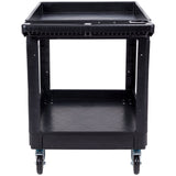 VEVOR Utility Service Cart, 2 Shelf 550LBS Heavy Duty Plastic Rolling Utility Cart with 360? Swivel Wheels (2 with Brakes), Large Lipped Shelf,