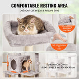 VEVOR Cat Tree 143 cm Cat Tower with Cat Condo Sisal Scratching Post Light Grey