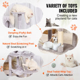 VEVOR Cat Tree 143 cm Cat Tower with Cat Condo Sisal Scratching Post Light Grey