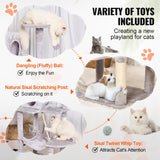 VEVOR Cat Tree 143 cm Cat Tower with Cat Condo Sisal Scratching Post Light Grey - Top-Down View