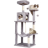 VEVOR Cat Tree 143 cm Cat Tower with Cat Condo Sisal Scratching Post Light Grey - Extra Image