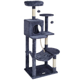 VEVOR Cat Tree 143 cm Cat Tower with Cat Condo Sisal Scratching Post Dark Grey - Extra Image
