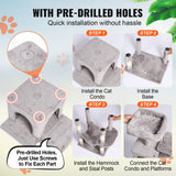VEVOR Cat Tree 160 cm Cat Tower with 2 Cat Condos Scratching Post Light Grey - Top-Down View