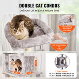 VEVOR Cat Tree 174 cm Cat Tower with Cat Condos Sisal Scratching Post Light Grey - Side View