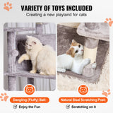 VEVOR Cat Tree 174 cm Cat Tower with Cat Condos Sisal Scratching Post Light Grey - Top-Down View