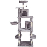 VEVOR Cat Tree 174 cm Cat Tower with Cat Condos Sisal Scratching Post Light Grey - Extra Image