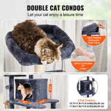 VEVOR Cat Tree 174 cm Cat Tower with Cat Condos Sisal Scratching Post Dark Grey - Side View
