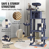 VEVOR Cat Tree 174 cm Cat Tower with Cat Condos Sisal Scratching Post Dark Grey - Rear View