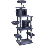 VEVOR Cat Tree 174 cm Cat Tower with Cat Condos Sisal Scratching Post Dark Grey - Extra Image