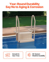 VEVOR 3-Step Taupe Robust Pool Ladder of 2 Handrails for 914.4-1219.2 mm Pools - 45-Degree Angle