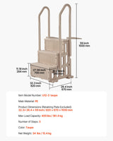 VEVOR 3-Step Taupe Robust Pool Ladder of 2 Handrails for 914.4-1219.2 mm Pools - Close-Up Angle
