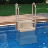 VEVOR 3-Step Taupe Robust Pool Ladder of 2 Handrails for 914.4-1219.2 mm Pools - Low Angle