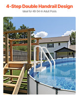 VEVOR 4-Step White Robust Pool Ladder of 2 Handrails for 1219.2-1371.6 mm Pools - Front View